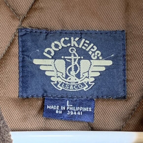 Dockers Mens Metal Clip Hook & Ring Closure Heavy Coat Quilt Lining Brown Size L - Picture 9 of 16